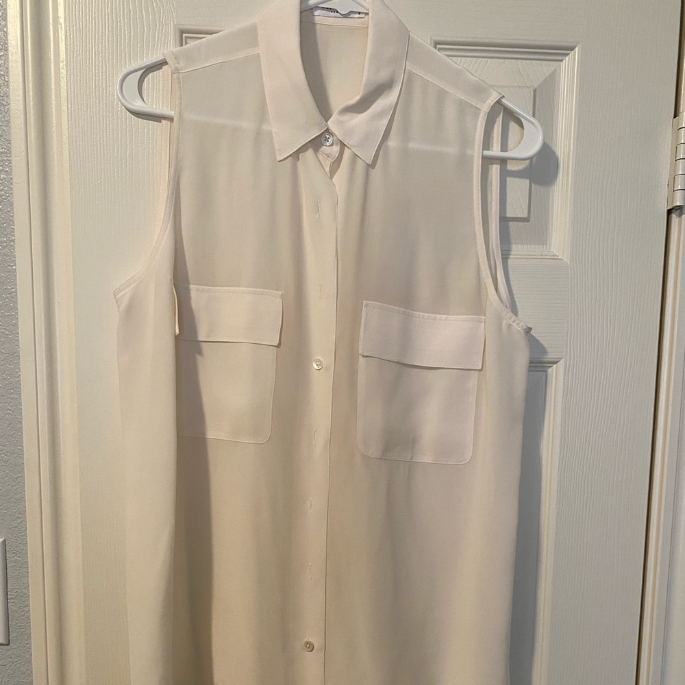 Equipment white button down collar shirt